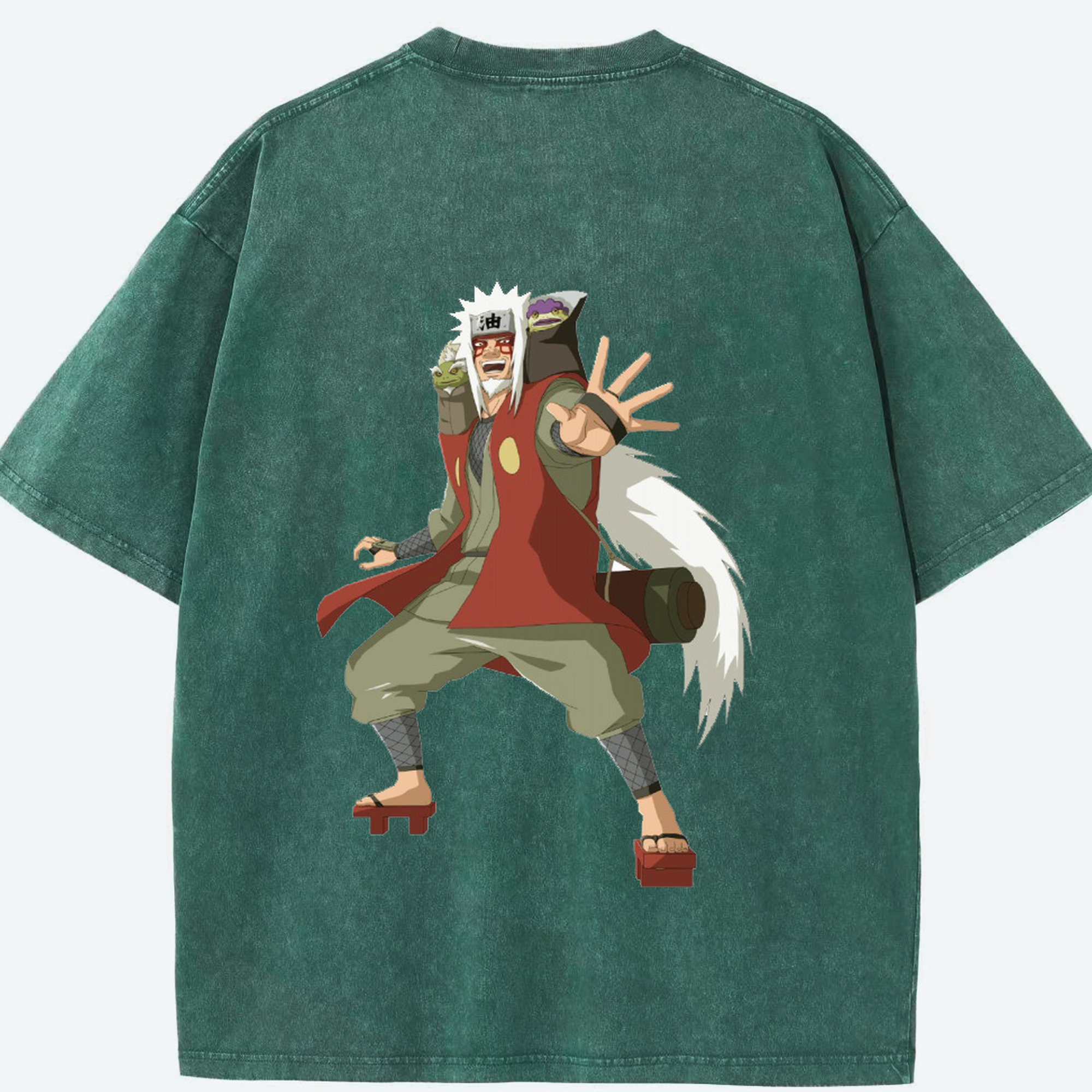 （画像用） NARUTO -ナルト- 自来也（じらいや） Jiraiya 綿100% ヴィンテージ風 半袖Tシャツ（背面プリント）